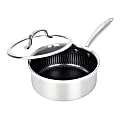Brentwood® 3-Ply Hybrid Non-Stick Stainless Steel Saucepan with Tempered Glass Lid, 3-Qt., Silver 1 thumbnail image