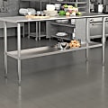 Flash Furniture Galvanized Adjustable Under Shelf For Prep And Work Tables, 2”H x 67”W x 24”D, Silver