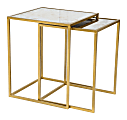 Zuo Modern Calais Nesting Tables, Square, Mirrored Glass/Brass, Set Of 2 Tables