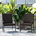 Flash Furniture Maxim Indoor/Outdoor Wicker Dining Chairs, Espresso, Set Of 2 Chairs