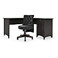 Bush Business Furniture Salinas 60"W L-Shaped Corner Desk With Mid-Back Tufted Office Chair, Vintage Black, Standard Delivery 1 thumbnail image