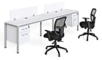 Boss Office Products Simple System Double Desk, Side By Side With 2 Pedestals, 29-1/2”H x 120”W x 30”D, White 1 thumbnail image