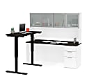 Bestar Pro-Concept Plus 72"W L-Shaped Standing Corner Desk With Hutch, White/Deep Gray 1 thumbnail image