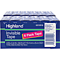 Highland 3/4"W Matte-finish Invisible Tape - 27.78 yd Length x 0.75" Width - 1" Core - 12 / Bundle - Matte Clear 1 thumbnail image