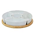 Gibson Elite Gracious Dining 6-Piece Tidbit Dish Set With Rotating Wood Base, White 1 thumbnail image