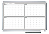 MasterVision® Dry-Erase Calendar Whiteboard With 4-Month Grid, 24” x 36”, Metal Frame With Gray Finish