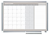 MasterVision® Gold Ultra™ Magnetic Dry-Erase Monthly Calendar Planning Board, Lacquered Steel, 36" x 24", White/Plate Gray, Silver Aluminum Frame 1 thumbnail image