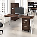 Bush Business Furniture Vista 72"W Desk with Splayed Metal Legs and 3 Drawer Mobile File Cabinet, Black Walnut, Standard Delivery 1 thumbnail image