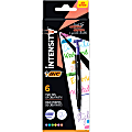 BIC® Intensity Dual-Tip Highlighters, Chisel Tip/Ultra-Fine Tip, Black Barrels/Assorted Colors, Pack Of 6 Highlighters 1 thumbnail image