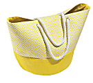 Orbit Chevron Straw Beach Tote, 15"H x 24 13/16"W x 15 3/4"D, White/Yellow