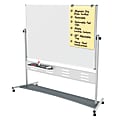 MasterVision® Gold Ultra™ Evolution Revolver Magnetic Mobile Dry-Erase Whiteboard Easel, 70" x 47", Aluminum Frame With Silver Finish