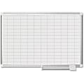 MasterVision 1x2 Grid Line Magnetic Pure Wht Plan Board - Aluminum, Lacquered Steel - White, Silver