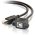 C2G Panel Mount Cable - USB cable - USB Type B (M) to USB Type B (F) - 2 ft - molded - black