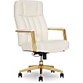 Thomasville Lyndale Ergonomic Faux Leather Mid-Back Office Chair, Cream