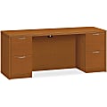 HON Valido Double Pedestal Credenza 72"W - 4-Drawer - 72" x 24" x 29.5" x 1.5" - 4 x File Drawer(s) - Double Pedestal on Left/Right Side - Ribbon Edge - Material: Particleboard - Finish: Laminate, Bourbon Cherry 1 thumbnail image