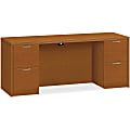 HON Valido Double Pedestal Credenza 72"W - 4-Drawer - 72" x 24" x 29.5" x 1.5" - 4 x File Drawer(s) - Double Pedestal on Left/Right Side - Ribbon Edge - Material: Particleboard - Finish: Laminate, Bourbon Cherry