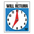 Cosco® Will Return Clock Sign, 5" X 6", Blue/White 1 thumbnail image