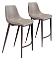 Zuo Modern® Magnus Counter Chairs, Gray/Walnut, Set Of 2 Chairs