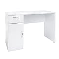 Essentials By OFM 44"W Single-Pedestal Solid Panel Computer Desk With Cabinet, White 1 thumbnail image
