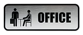 Cosco® Brushed Metal "Office" Sign, 3" x 9"