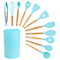 MegaChef 12-Piece Silicone And Wood Cooking Utensil Set, Light Teal 1 thumbnail image