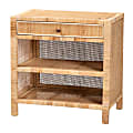 bali & pari Bella Modern Bohemian Mahogany Wood And Natural Rattan 1-Drawer Console Table, 29-15/16”H x 29-15/16”W x 18-5/16”D, Natural Brown 1 thumbnail image