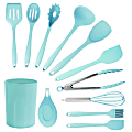 MegaChef 12-Piece Silicone Kitchen Utensil Set, Light Teal