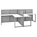 Bush Business Furniture Easy Office 60"W 2-Person L-Shaped Cubicle Desk Workstation With 45"H Panels, Pure White/Silver Gray, Premium Installation