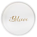 Elegant Designs Decorative Round Serving Tray, 1-11/16”H x 13-3/4”W x 13-3/4”D, White Wash Believe