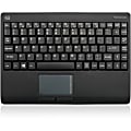 Adesso Wireless Mini Touchpad Keyboard - Wireless Connectivity - RF - 30 ft - 2.40 GHz - USB Interface - 87 Key Power Switch, Connect, Right Mouse, Left Mouse Hot Keys - English US - Computer - Black