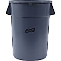 Genuine Joe 44-gallon Heavy-duty Trash Container, 44 gal Capacity, Heavy Duty, Handle, 24"H x 31.5"W x 24"D, Gray 1 thumbnail image