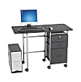 Balt® Fold-N-Stow Woodgrain/Laminate Computer Stand, 29 3/4"H x 41 3/4"W x 19 7/8"D, Black/Silver