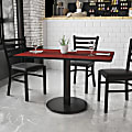 Flash Furniture Laminate Rectangular Table Top With Round Table-Height Base, 31-1/8"H x 30"W x 48"D, Mahogany/Black