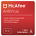 McAfee® AntiVirus Internet Security Software, 1 PC, 1-Year Subscription, Windows®, Download