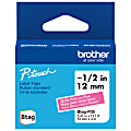 Brother P-touch Btag Label Tape, BTAGP35, 0.47 in by 13.1 ft, White on Pink 1 thumbnail image