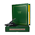 Custom LLC Corporate Kit, 1-1/2" Green Binder, 20 Blue Stock Certificates, 1-5/8" Corporate Seal Embosser