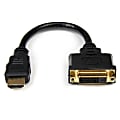StarTech.com 8in HDMI® to DVI-D Video Cable Adapter - HDMI Male to DVI Female - 8" DVI/HDMI Video Cable for Video Device, Monitor, Notebook - First End: 1 x HDMI Male Digital Video - Second End: 1 x DVI-D Female Digital Video - Shielding - Black - 1 Pack