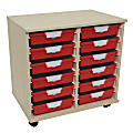 Storsystem Standard Width Wood Storage Cabinet, 12 Single-Depth Trays, 27 3/8" x 27 3/4" x 18 3/4", Pearwood