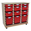 Storsystem Standard Width Wood Storage Cabinet, Assorted Tray Sizes, 38 3/4" x 41 3/8" x 18 3/4", Pearwood