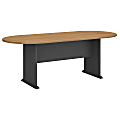 Bush Business Furniture 82"W x 35"D Racetrack Oval Conference Table, Light Oak/Graphite Gray, Premium Installation