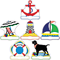 Barker Creek Accents, Double-Sided, Chevron Nautical, Pack Of 72