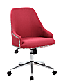Boss Office Products Carnegie Fabric Mid-Back Desk Chair, Red/Chrome