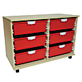 Storsystem Extra Wide Wood Storage Cabinet, 6 Double-Depth Trays, 20 3/8"H x 40"W x 18 3/4"D, Pearwood