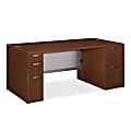 HON® Attune Double-Pedestal Desk With Frosted Panel, 29 1/2"H x 72"W x 36"D, Shaker Cherry