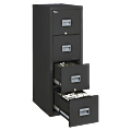 FireKing® Patriot 25"D Vertical 4-Drawer Fireproof File Cabinet, Metal, Black, Dock-to-Dock Delivery 1 thumbnail image