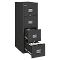 FireKing® Patriot 25"D Vertical 4-Drawer File Cabinet, Metal, Black, Dock-to-Dock Delivery