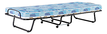 Linon Tilden Folding Bed, 15"H x 31-1/2"W x 74-13/16"D, Blue/White 1 thumbnail image
