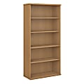 Bush Business Furniture Components 5 Shelf Bookcase, 36"W, Light Oak, Premium Installation