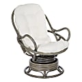 Office Star Tahiti Rattan Swivel Rocker Accent Chair, White/Gray