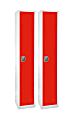 Alpine 1-Tier Steel Lockers, 72”H x 12”W x 12”D, Red, Set Of 2 Lockers